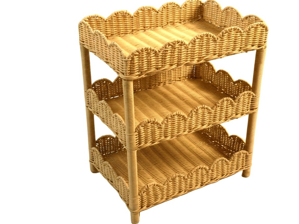 Exquisite Scalloped PE Resin Woven Storage Tower with Sturdy Metal Frame